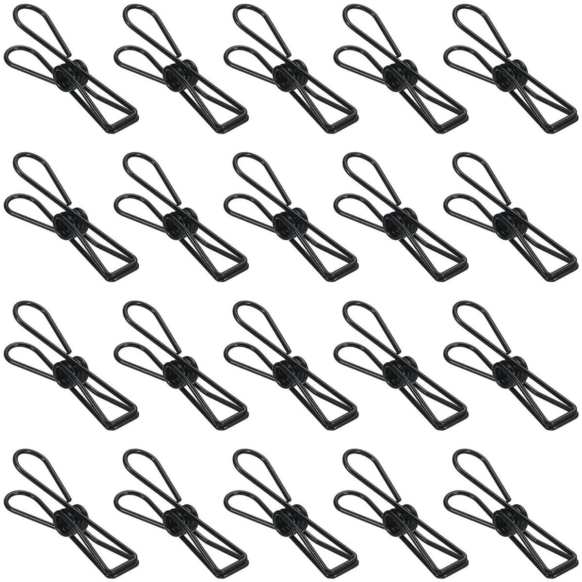 Dailygoods - 50 stuks metalen draadklemmen, multifunctionele stalen draadklemmen, 32 mm mini-pinnen voor kleding, rekeningen, papier, kantoorbenodigdheden, keuken, kamperen (zwart) — afbeelding 1