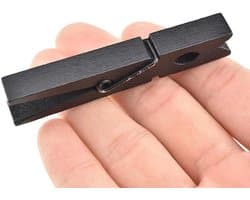Houten Kledspeldjes - Wasknijpers Sterk - Kleding Drogen - Vallen Niet Uit Elkaar - 16 Stuks - Zwart
