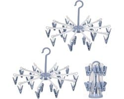 Pack of 2 favourite materials, foldable with 20 clips, 360 degree rotation, for clothes, scarves and towels, suitable - ShopVlot