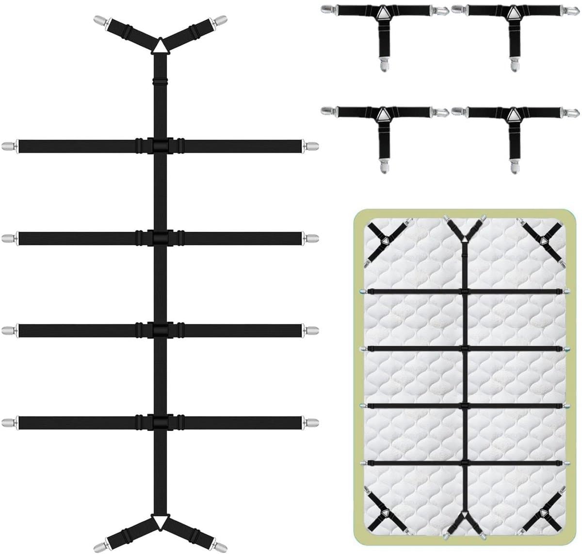 SolidKeus - Set van 5 Bedlakens Clips voor Fitted Bed Grippers — afbeelding 1