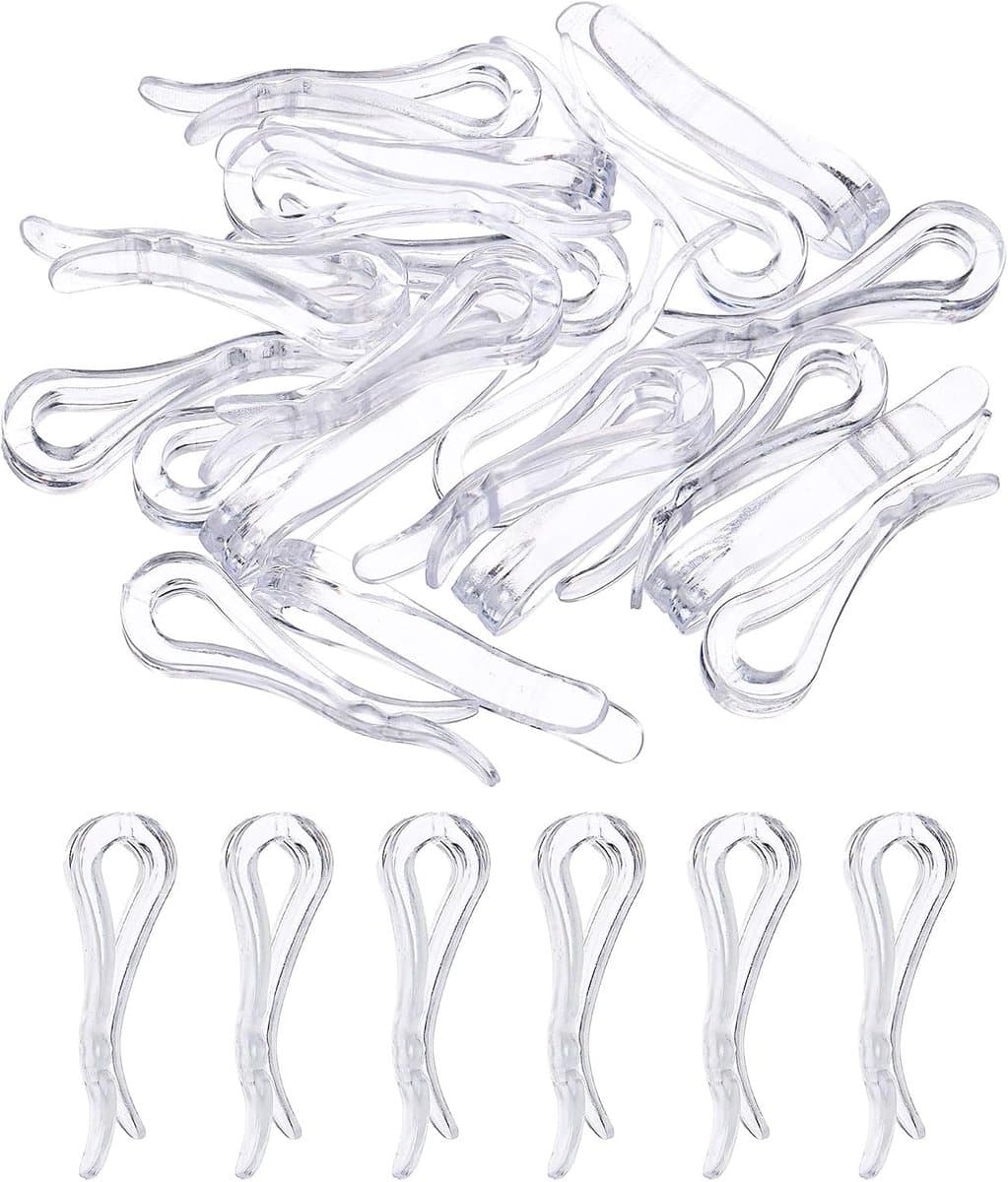 30 stuks 3,8 cm U-vormige krokodillenclip, hemdclip, wasknijpers voor sokken, broeken, stropdassen, overhemden, kledingstukken, transparant — afbeelding 1