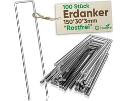 Grondanker/pegs 150 mm - roestvrij en gegalvaniseerd - duurzame bevestiging - perfect voor grondbevestiging - SnelShoppen