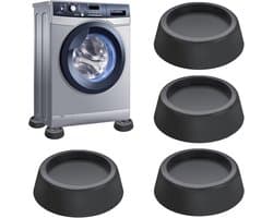 4 stuks zwarte anti-vibratiematten geschikt voor wasmachines, geluidsreducerende wasmachinevoetjes met rubberen pads, geschikt voor wasmachines, drogers, meubels, anti-vibratiepads geschikt voor wasmachines