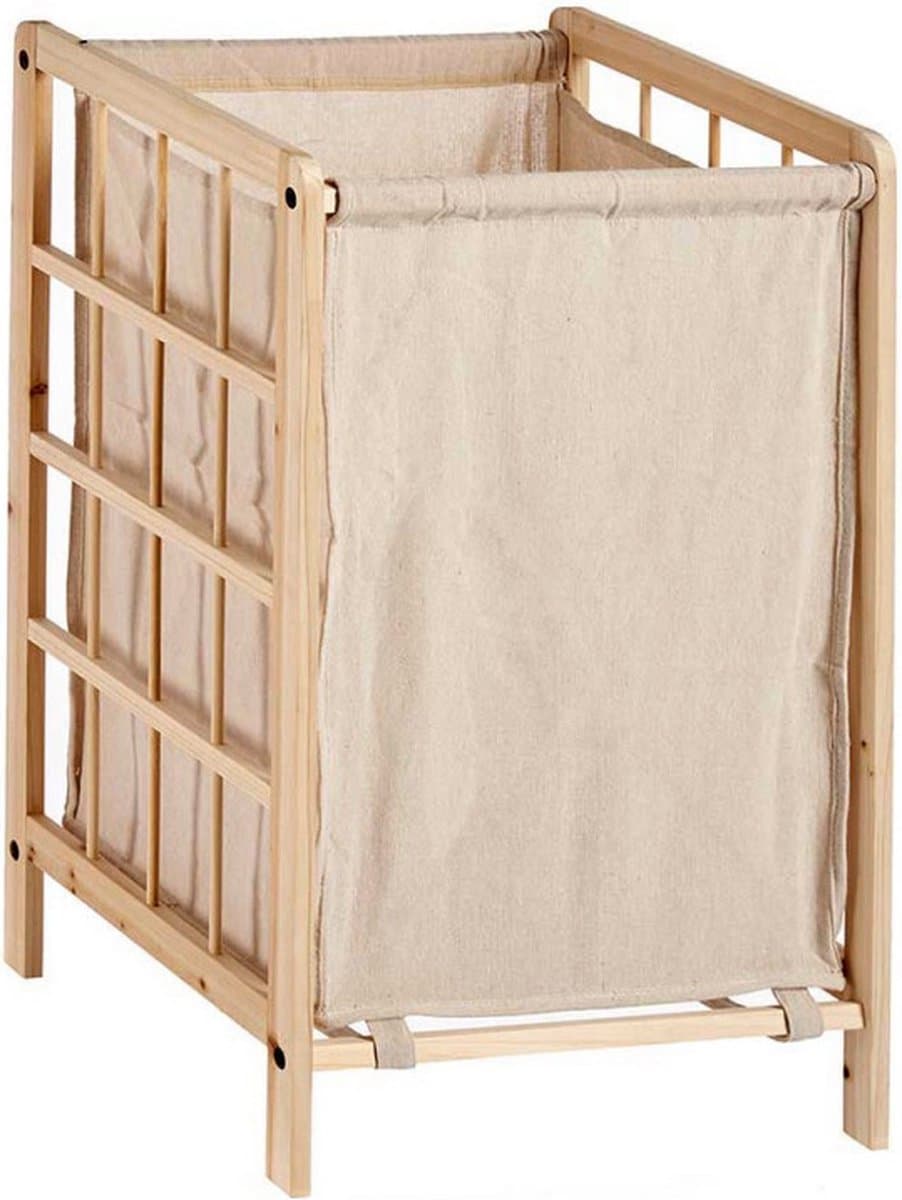 Wasmand Hout Beige Stof 35 L (33 x 60 x 39,5 cm) — afbeelding 1