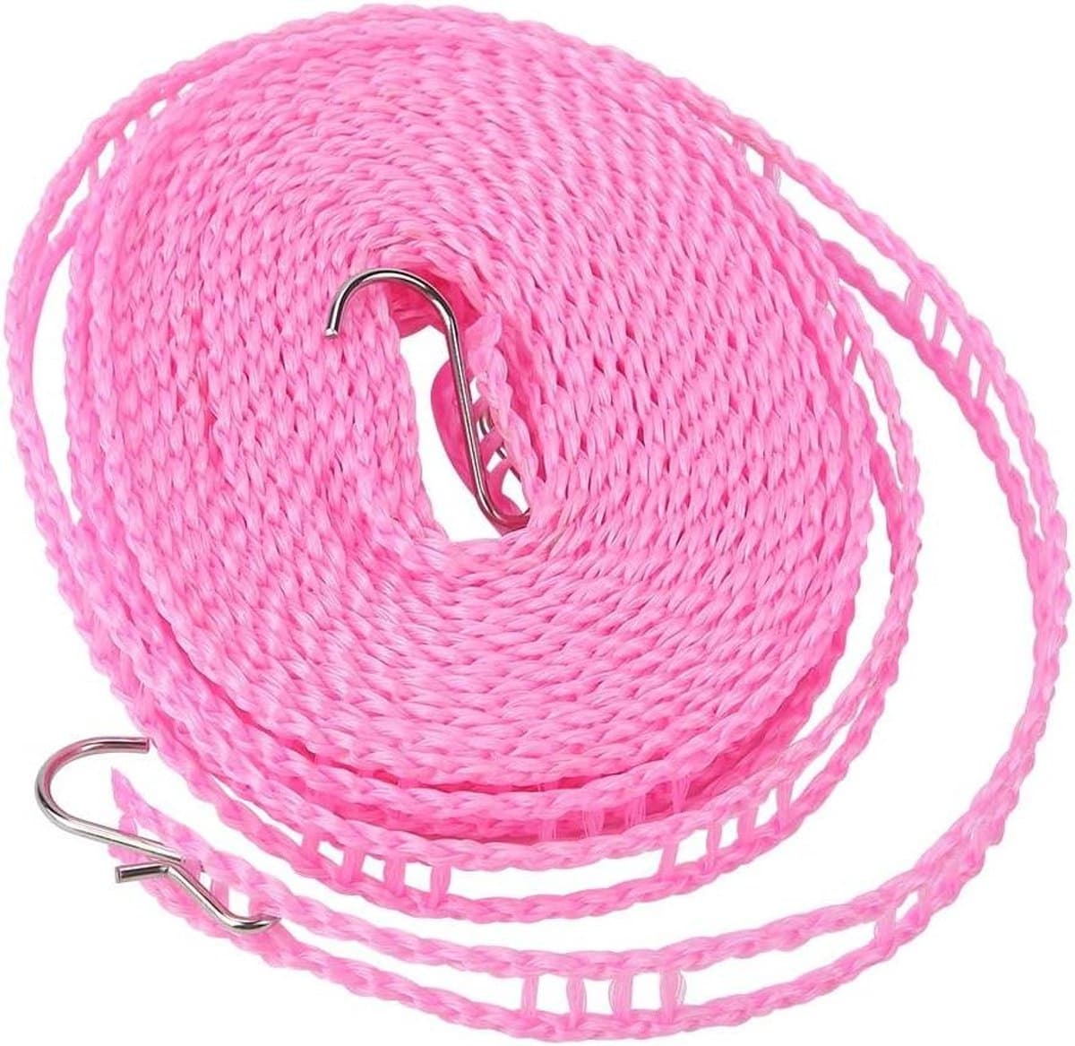 Waslijn Touw - Kledinglijn - Drogen van kleding - Met flexibele haak - 5 meter - Roze — afbeelding 1