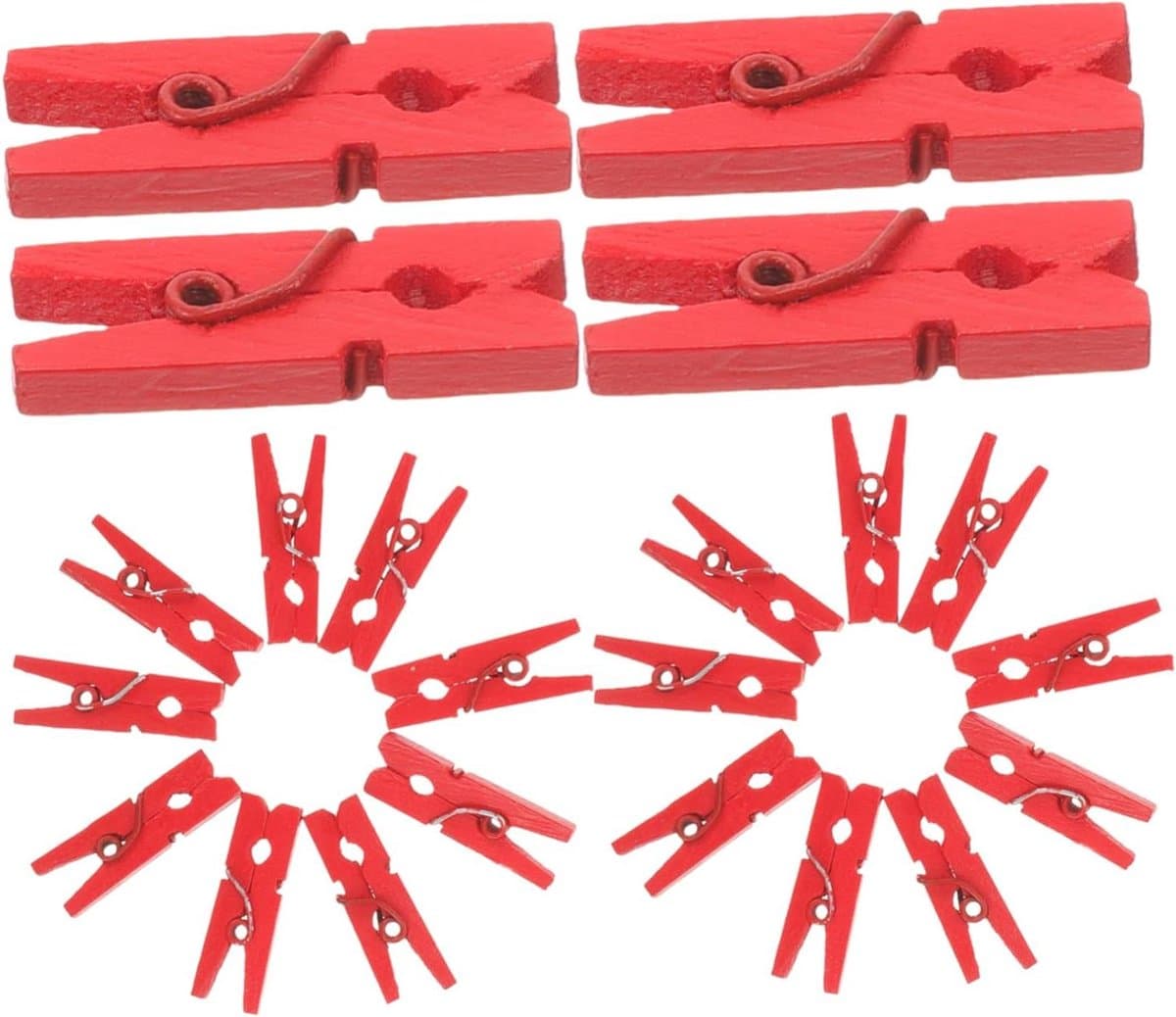 Houten Wasknijpers - Kleurrijke Clips - Decoratieve Presentaties - Natuurlijk Hout Materiaal - 100 Stuks - Rood — afbeelding 1