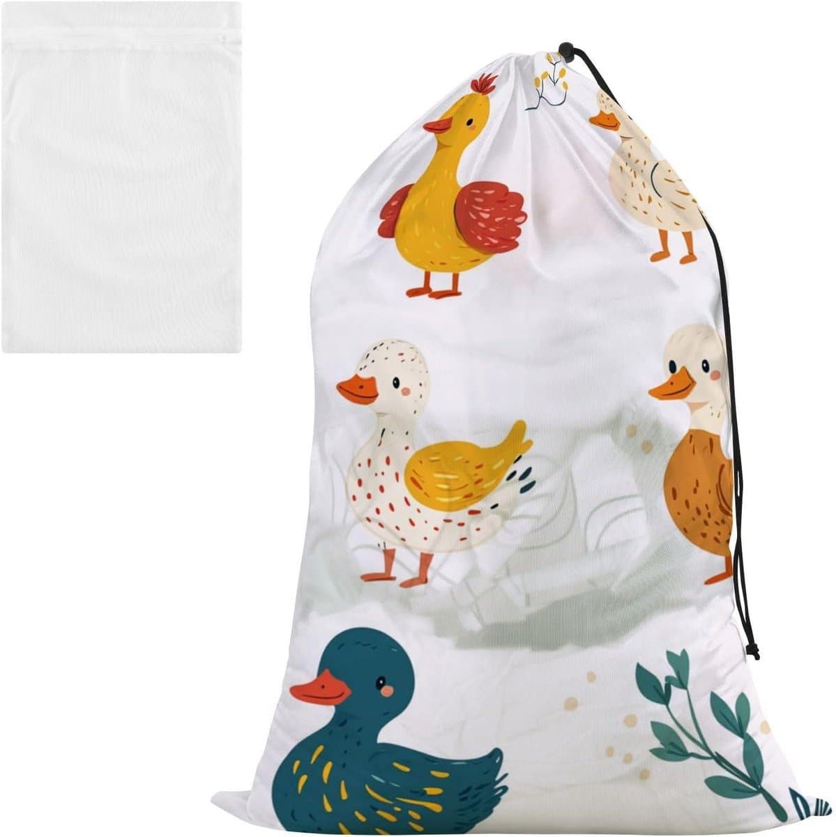 Grote Waszak - Wasknijperzak Speelgoedzak - Kleding Wassen - Mesh Voering - 61 x 61 x 90.9 cm - Oranje Wit — afbeelding 1