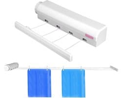 NTH products- Waslijn Intrekbaar - 4 Lijnen - Wandmontage - Duurzaam Materiaal - Verstelbare Lengte - Tot 8kg Belastbaar - Wasdroger