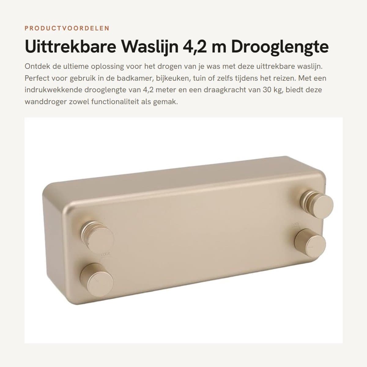 Dailygoods- Waslijn Uittrekbaar 4,2 m - Wanddroger - Roestvrij Staal - Compact - 30 kg Draagkracht - Inclusief Bevestigingsmateriaal - Droogrek — afbeelding 1