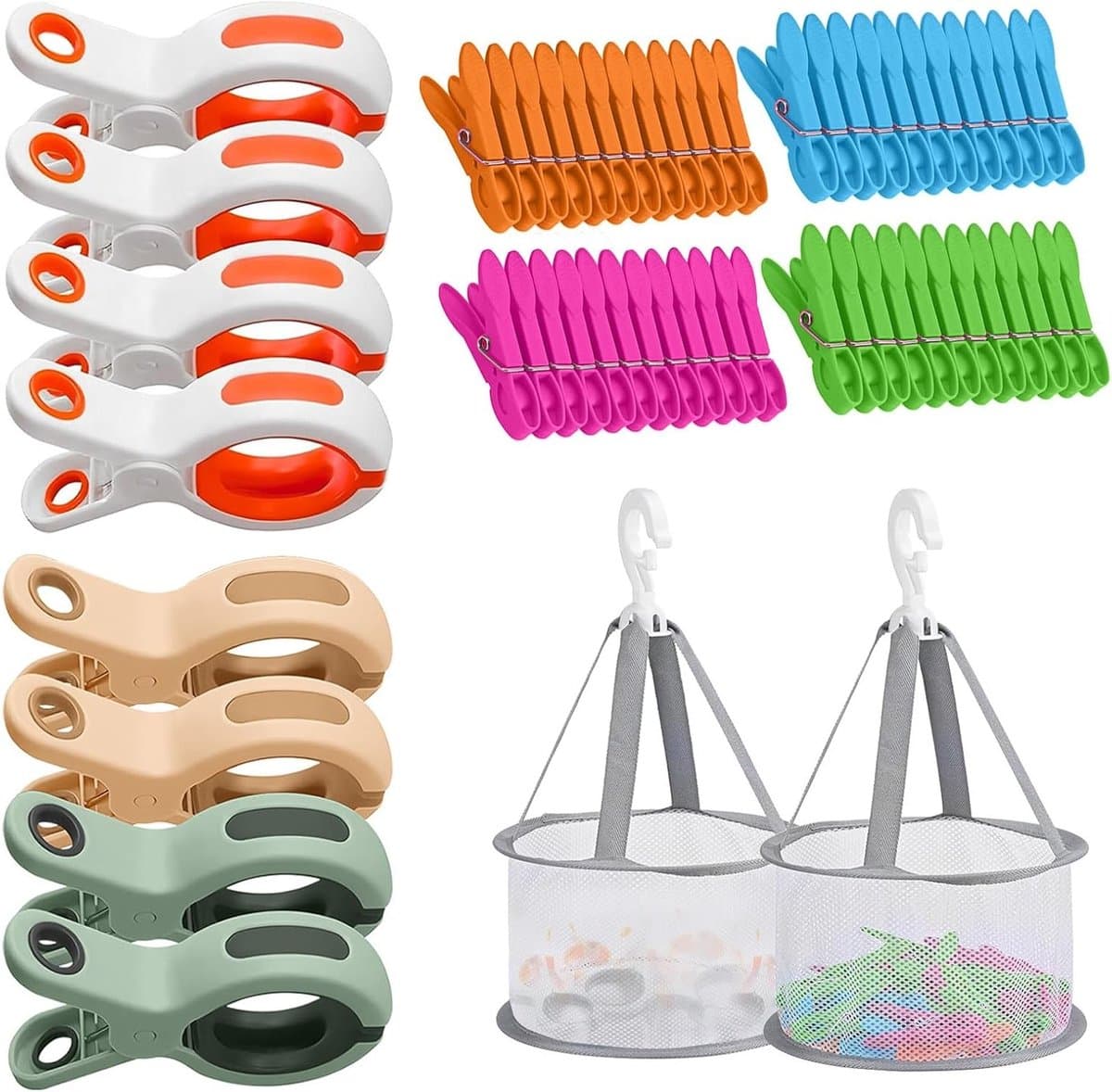 56 Stuks Kledingknijpers en Grote Kledingknijpers zonder Print - Handige Towel Clips voor Zonnebedden en Kleding — afbeelding 1