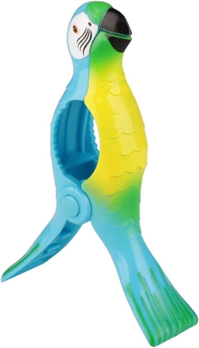 Strandhanddoekclips - Wasknijpers Houder - Handdoeken Vastzetten - Kleurrijke Vogelvorm - 14x9 cm - Papegaai Kleuren — afbeelding 1