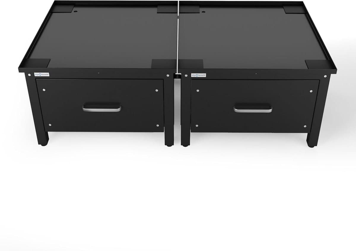 Wasmachine Verhoger - Opbouwmeubel Sokkel - Wassen Organiseren - Met Lade Lekbak - 42cm Hoog - Zwart — afbeelding 1