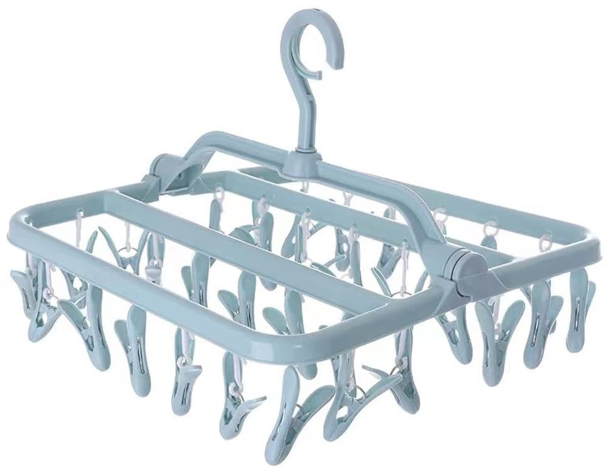 Solidchoice - Dailygoody - Hangende wasdroger - Wasknijpers - Duurzaam design - Blauw - Kledinghanger - Ideaal voor ondergoed en babykleding - Inklapbaar voor eenvo — afbeelding 1