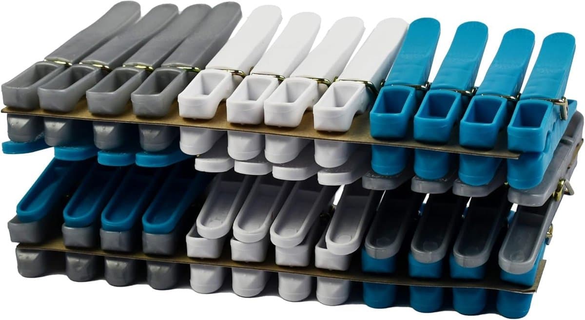 Wasknijpers Set - Kleding Klemmen - Was Ophangen - 100% Recyclebaar Materiaal - 36 Stuks - Blauw Wit Grijs — afbeelding 1