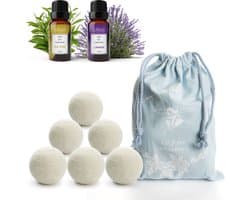 SnelShoppen - 6 LUMINER® Drogerballen, Kreukvrije Wol, Geurdispenser met Etherische Oliën van Lavendel en Theeboom voor Frisse Was, Ideaal voor Droger