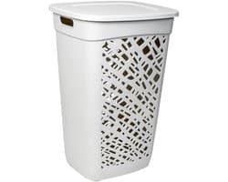 Wasmand, 60 l, gemaakt in Frankrijk + scharnierdeksel, wit