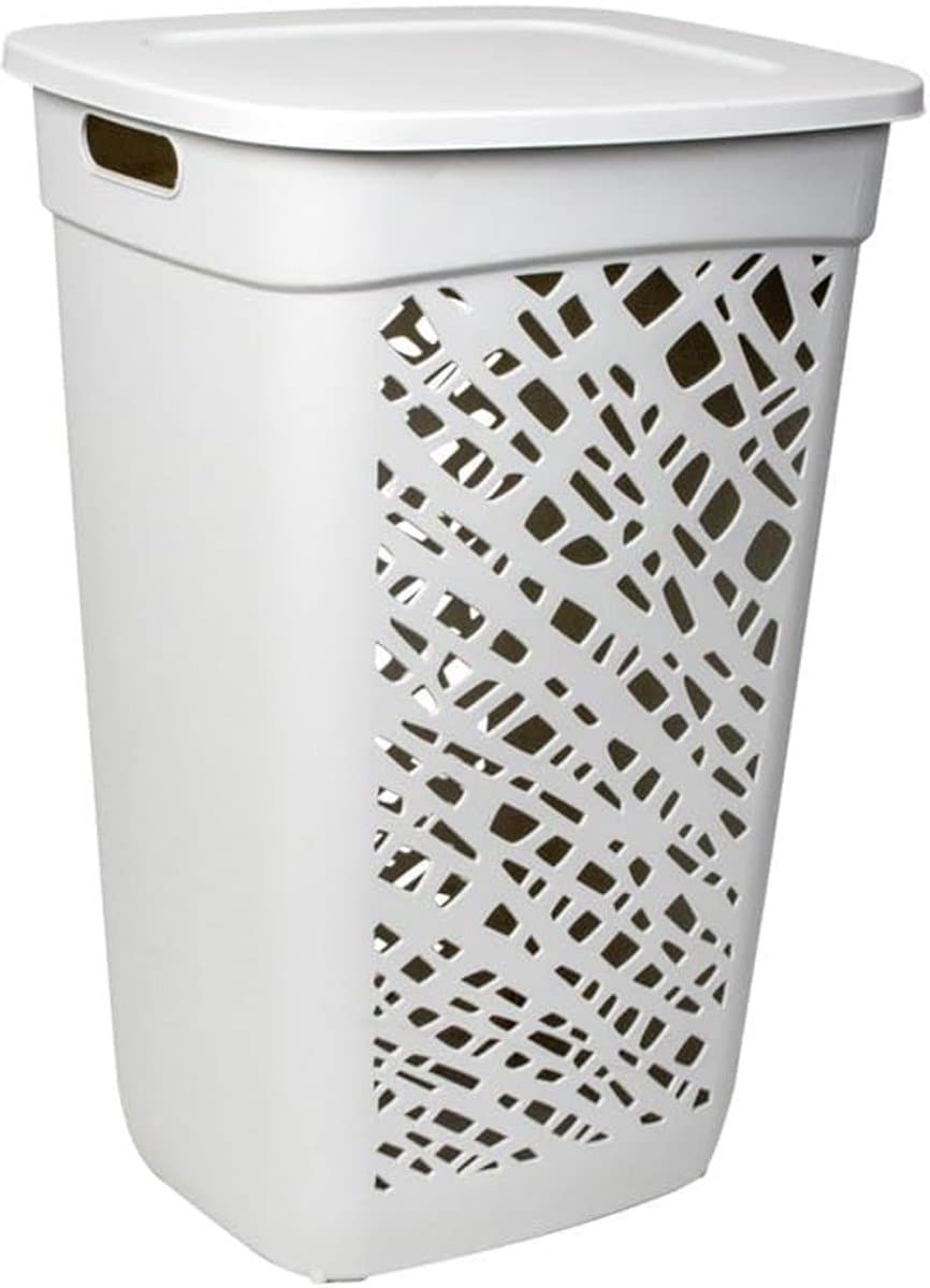 Wasmand, 60 l, gemaakt in Frankrijk + scharnierdeksel, wit — afbeelding 1