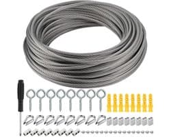 36 m Roestvrijstalen Staalkabel 2 mm met Aluminium Hulzen