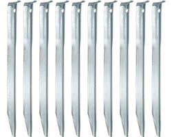 Grondankers - Set 10 XL warmgegalvaniseerde staalpalen 230x23mm V-vormige metalen vastzettingen voor zandgrond campingtent