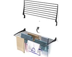 Foxydry Fold 116 cm black wasdroogrek wandmontage clicksysteem - 116 x 50 x 10 cm