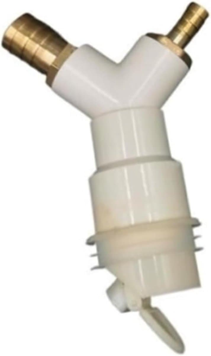 Wasmachine Afvoer T-stuk - Pijpfitting - Dubbele Aansluiting - Met Anti-geur Klep - Zwart — afbeelding 1