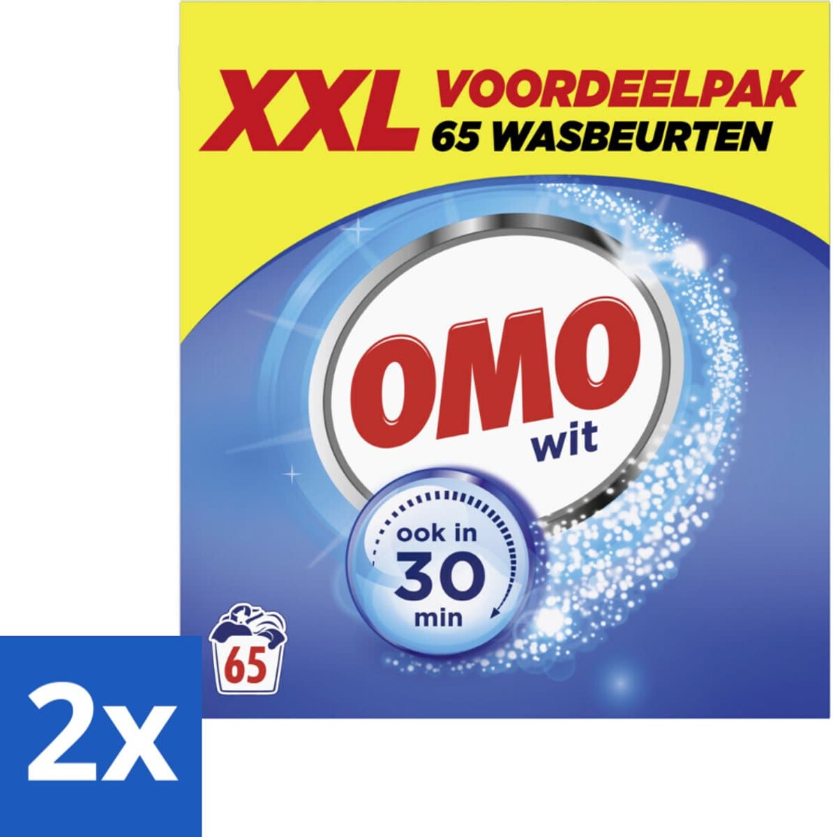 2 x OMO Waspoeder Wit 65 Wasbeurten 3,835 kg - Omo Wit XXL Waspoeder - Waspoeder - Witte Was - Stralend Wit - Snel Was — afbeelding 1