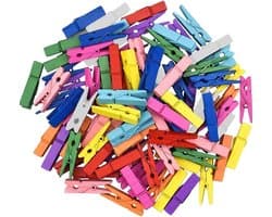 Kleine Gekleurde Houten Knijpers - 120 Stuks