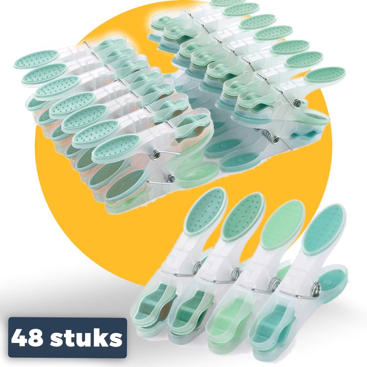 Pasper Wasknijpers - 48 stuks - kunststof wasknijper groen - soft grip — afbeelding 1