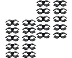 Dubbele clips pijpklemmen voor PVC kunststof planken - 20 stuks - zwart - bevestigingsaccessoires.