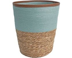 Lavandoux - Wasmand - Zeegras - Naturel en Blauw - L: Ø45 x H52 cm