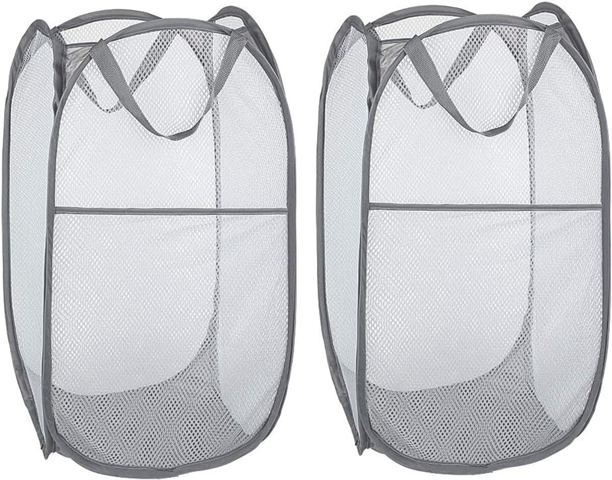 Wasmand Opvouwbaar Grijs 35x35x61cm 2 Stuks - Wasgoed Opbergmand - Mand Vuile Was - Emmer Ronde Opslag - Thuis Organizer - Kinderkamer wasmand — afbeelding 1