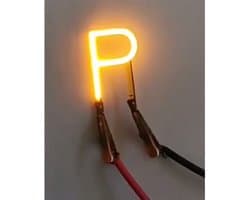 -P- COB LED 3V Filament Letter Geel 3 x 3 cm FPC 2200K 1W Warm-wit