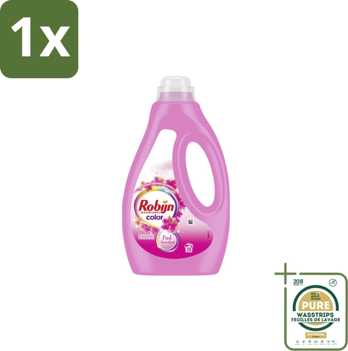 1 x Robijn Vloeibaar Wasmiddel Color Pink Sensation 20 Wasbeurten 1 liter- Kleurverzorging - Frisheid - Geur - Wasmiddel - Bonte Was — afbeelding 1