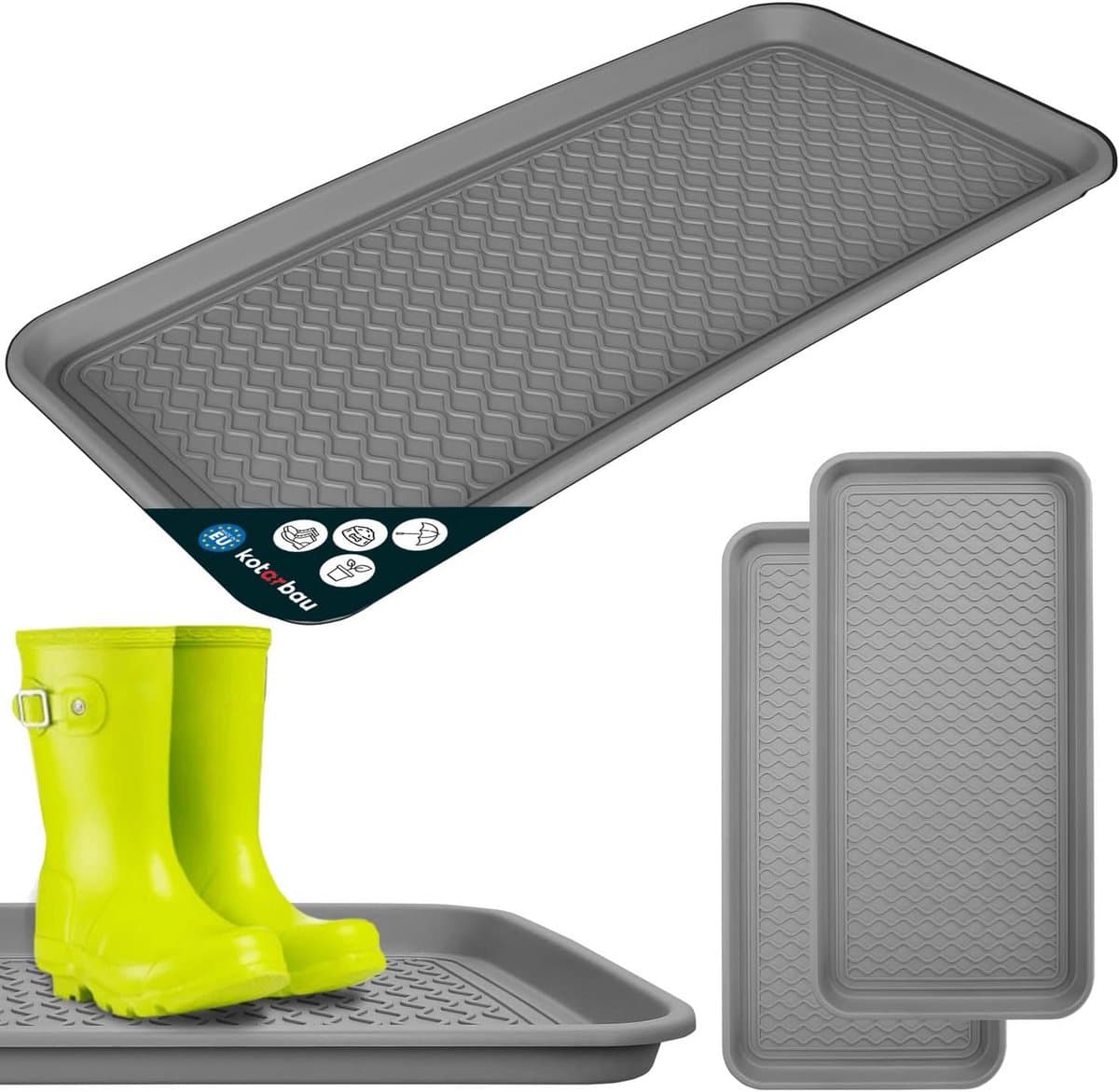Set van 2 Schoenenlekbakken Kunststof - Opvangbak voor Natte Schoenen en Laarzen — afbeelding 1
