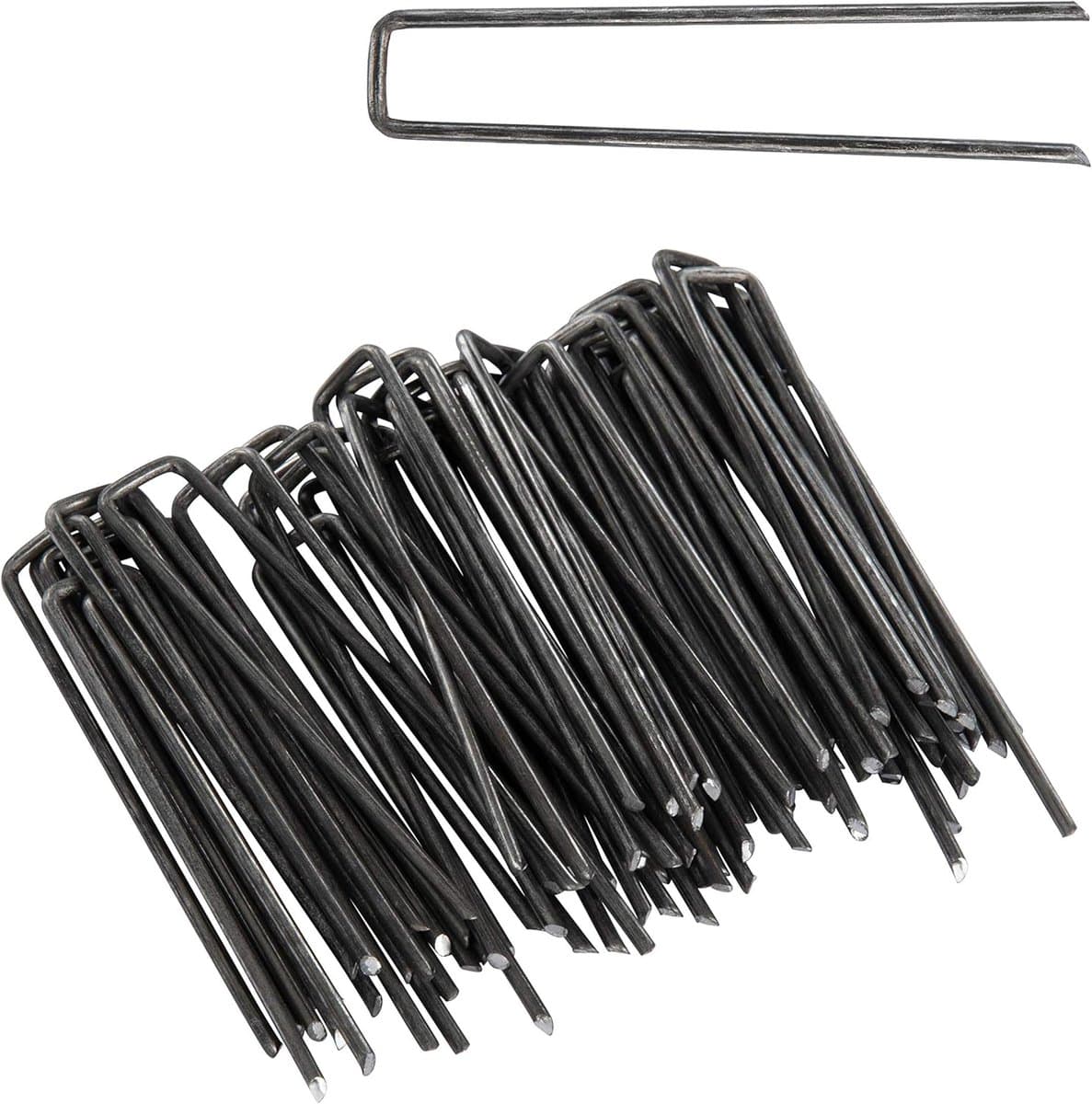 Grondankers 100 stuks - Grondpennen tentharingen - Tuin en camping - Afgeronde U-vorm plat - 100 x 13 mm — afbeelding 1