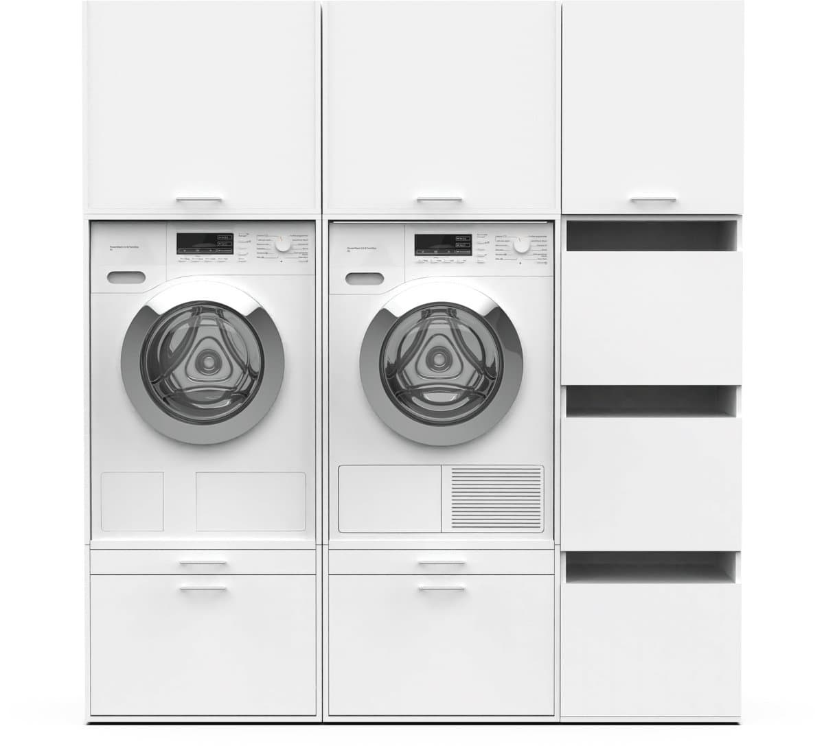 Washcab® Wasmachine Kast - Wasmachine Verhoger - Wasmachine Ombouw - Wit - Duo Set High 3 - 120kg draagkracht - 5 jaar garantie — afbeelding 1