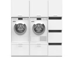 Washcab® Wasmachine Kast - Wasmachine Verhoger - Wasmachine Ombouw - Met lade - Wit - Duo Set High 3 — afbeelding 1