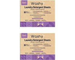 Washy Wasstrips Lavendel 2X- Wasmiddeldoekjes voor Witte, Gekleurde en Zwarte Was - Wasmiddel Strips - Eco Wasmiddel Vellen - Duurzame Laundry Strips (200 wasbeurten)