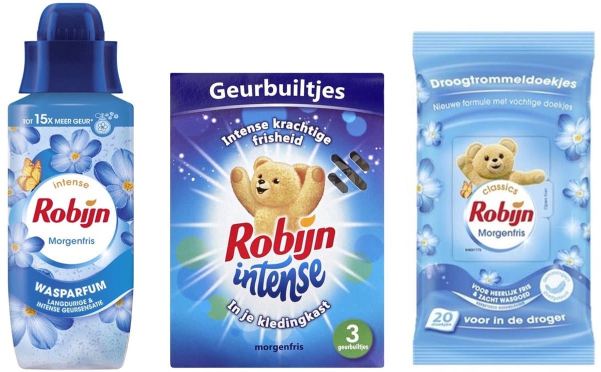 Robijn Morgenfris Pakket - Wasparfum / Geurbuiltjes / Droogtrommeldoekjes — afbeelding 1