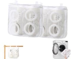 2 stuks Schoenwaskous met ringe - Sneaker waszak - Schoenbeschermer voor de wasmachine - Herbruikbaar - Waszak van mesh met ritssluiting - beschermend wasnet geschikt voor machinewassen en - drogen - 28*24.5*8cm