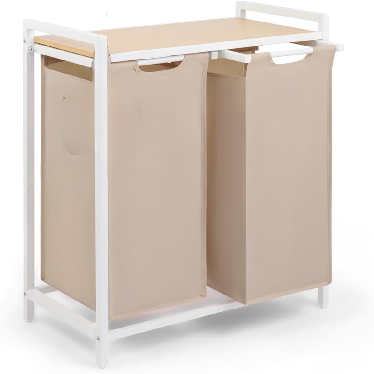 Zyrex® Wasmand 4 Vakken - Wasmand - Wassorteerder - Beige- 36cm x 65cm x 73cm — afbeelding 1