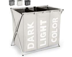 CLVP® Wassorteerder 3 Vaken - Wasmand - Wassorteerder - Lichtgrijs