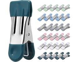 Extra stevige wasknijpers, 30 stuks - 5,5 cm metalen wasknijpers, geschikt voor het drogen van foto's aan de waslijn, sokken, tassen en andere benodigdheden voor de keuken, roestvrij staal met rubberen rand, Gemengde kleuren
