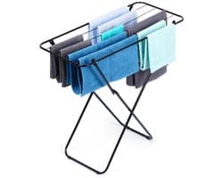 Droogrek Staand Metaal Zwart Opvouwbaar 93x43x88 cm - Droogtoren - Wasrek - Washanger — afbeelding 1