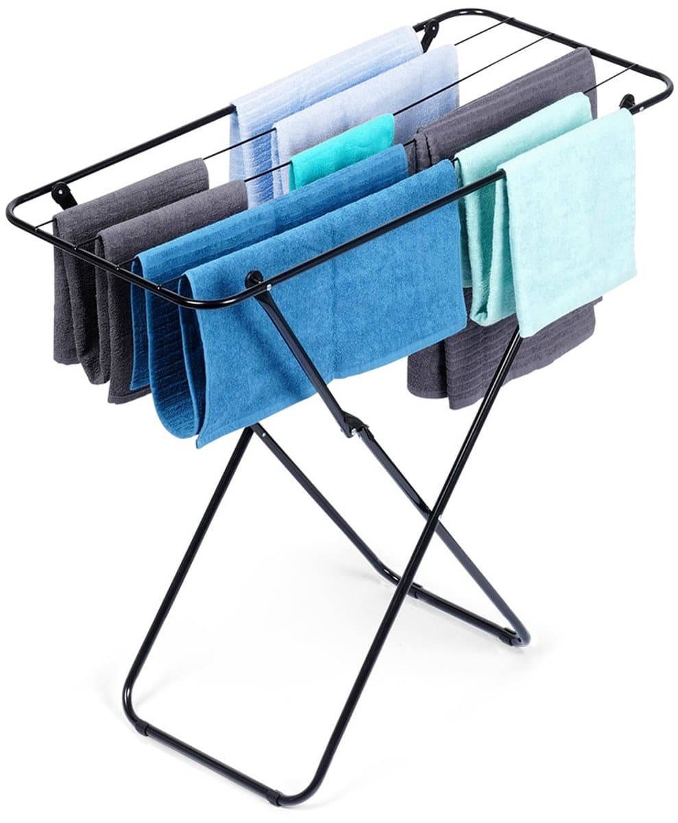Droogrek Staand Metaal Zwart Opvouwbaar 93x43x88 cm - Droogtoren - Wasrek - Washanger — afbeelding 1