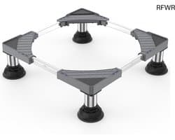 RFWR® Verstelbare Wasmachineonderstel met Roestvrijstalen Poten - Max. 250 kg Draagvermogen - Breedte 45-65 cm - Hoogte 15-18 cm