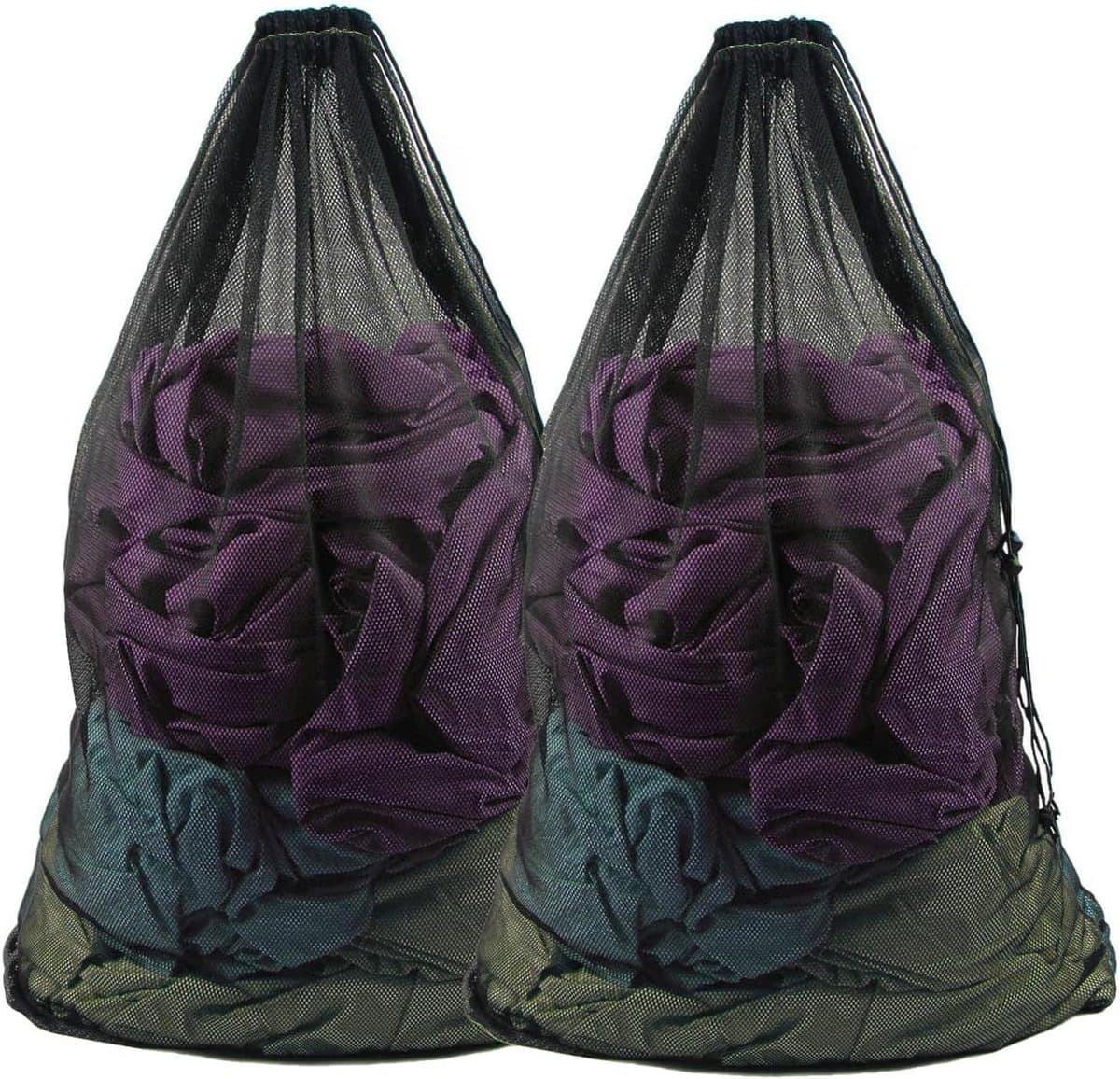 Grote waszak - Wasnet - Waszak - Extra groot wasnet - Grote waszak - Waszak met koord - Voorkomt dat kleding vervormt en kreukt - Fijne mazen - 2 stuks - Geschikt voor truien, shirts, ondergoed, sokken, schoenen - 60*90cm — afbeelding 1