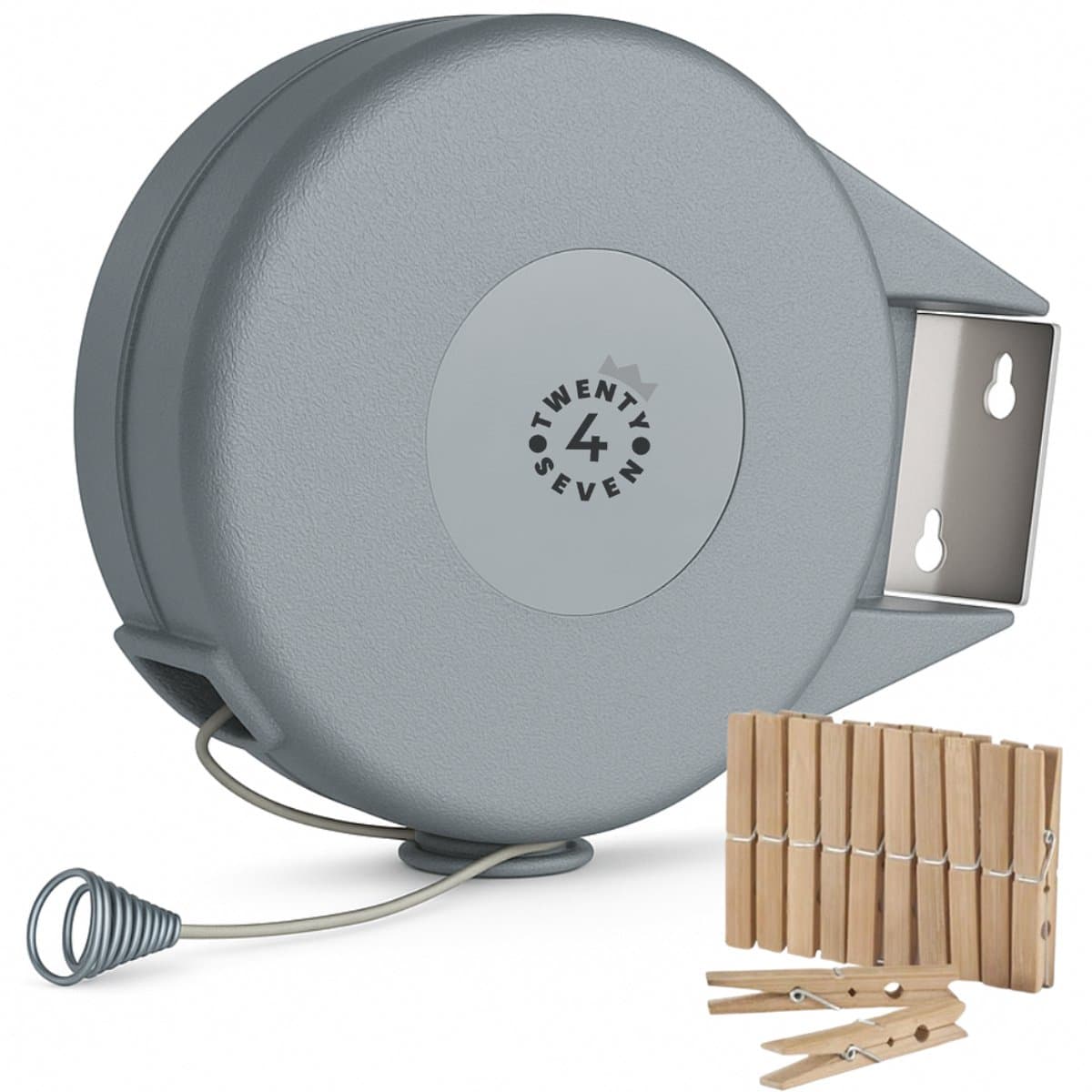 Twenty4seven® Uittrekbare Waslijn Buiten & Binnen - 15 Meter Waslijndraad - Automatische Roldrooglijn met Ophangbeugel - Wasdraad Oprolbaar — afbeelding 1