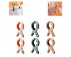 6 stuks - Handdoekklemmen - Handdoekklemmen voor strandstoelen - Kunststofklemmen - Winddichte klemmen - Markless - Antislip - 6*2,2*10,6 cm - Roze 、 Oranje 、 Groen - Geschikt voor ligstoelen, strandlakens, lakens, zwembadstoelen