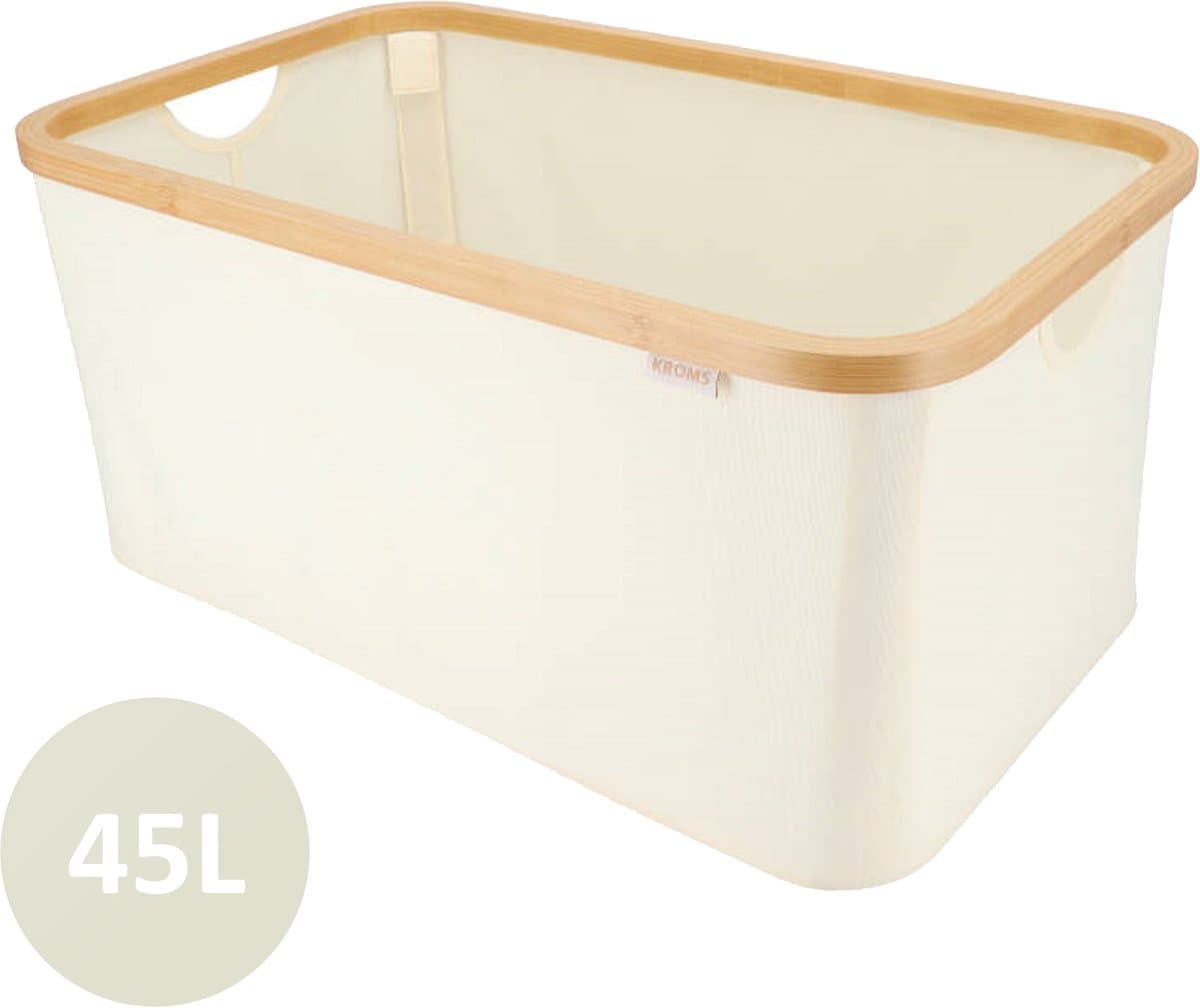 KROMS Wasmand opvouwbaar - Beige - 45L - Laundry basket - Heupwasmand - Opvouwbare wasmand - Opbergmand — afbeelding 1